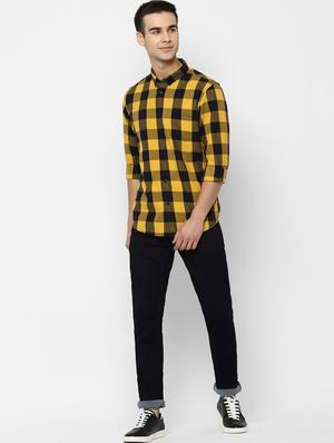 yellow checkered casual shirt - 17022923 - Standard Image - 4