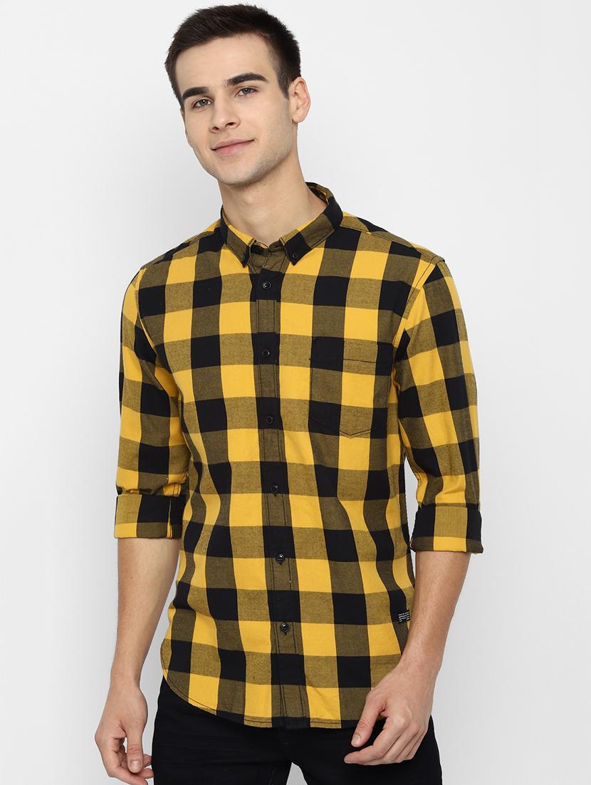 yellow checkered casual shirt - 17022923 - Zoom Image - 1
