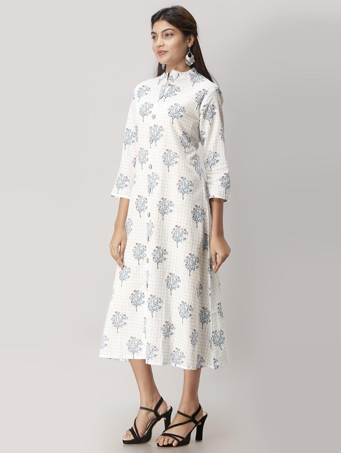 printed flared ethnic dress - 17023425 - Zoom Image - 2