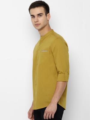 yellow solid casual shirt - 17023937 - Standard Image - 2