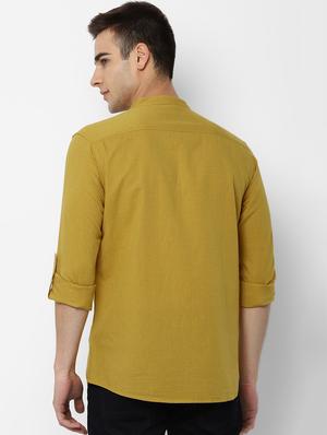 yellow solid casual shirt - 17023937 - Standard Image - 3