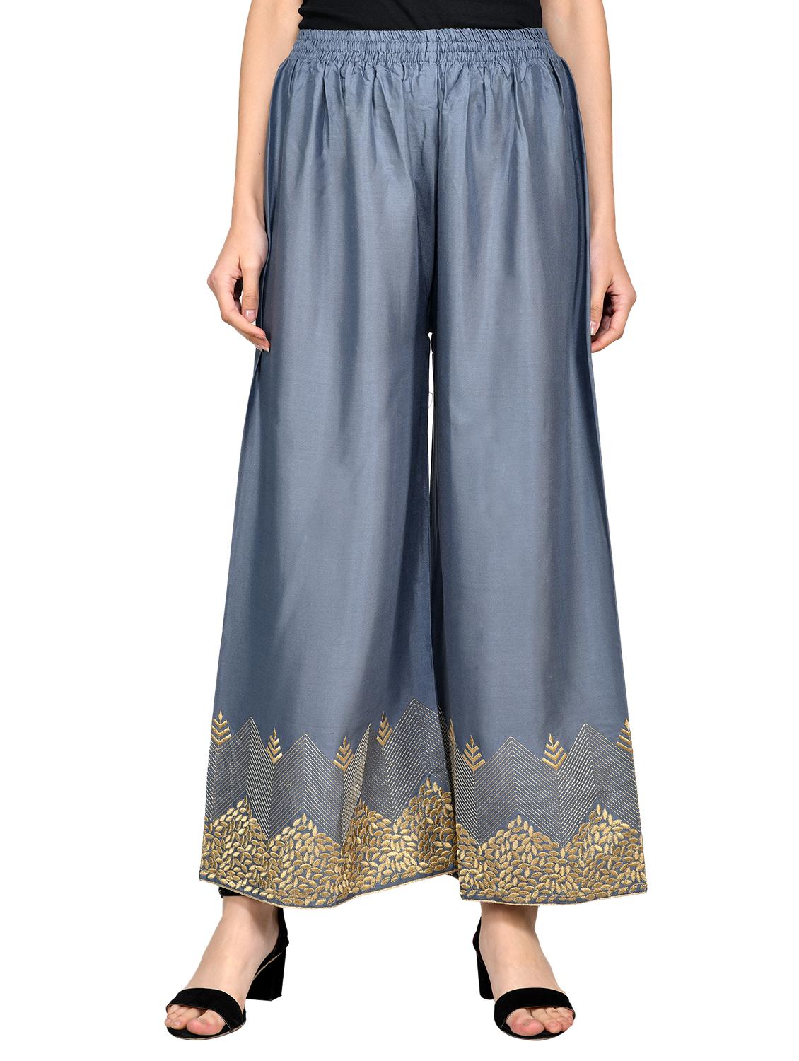 grey rayon flared palazzo - 17024178 - Zoom Image - 1