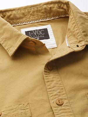 beige solid casual shirt - 17024362 - Standard Image - 5