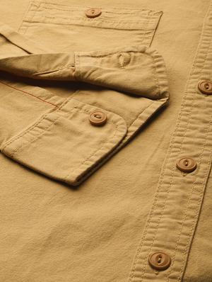beige solid casual shirt - 17024362 - Standard Image - 6