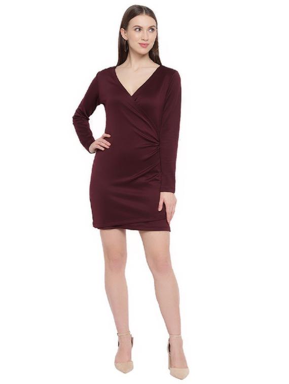 overlap neck bodycon dress - 17024392 - Zoom Image - 4