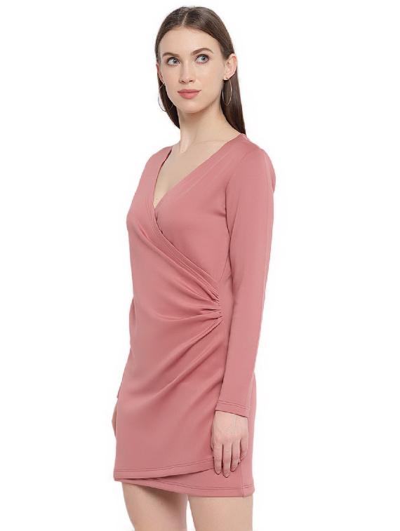 overlap neck bodycon dress - 17024396 - Zoom Image - 4