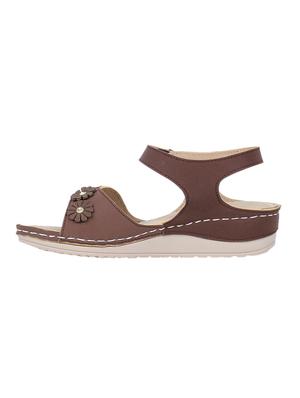 brown leatherette back strap sandals - 17024666 - Standard Image - 2