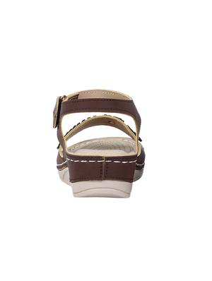 brown leatherette back strap sandals - 17024666 - Standard Image - 3