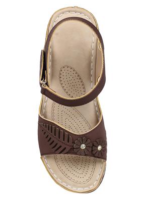 brown leatherette back strap sandals - 17024666 - Standard Image - 4