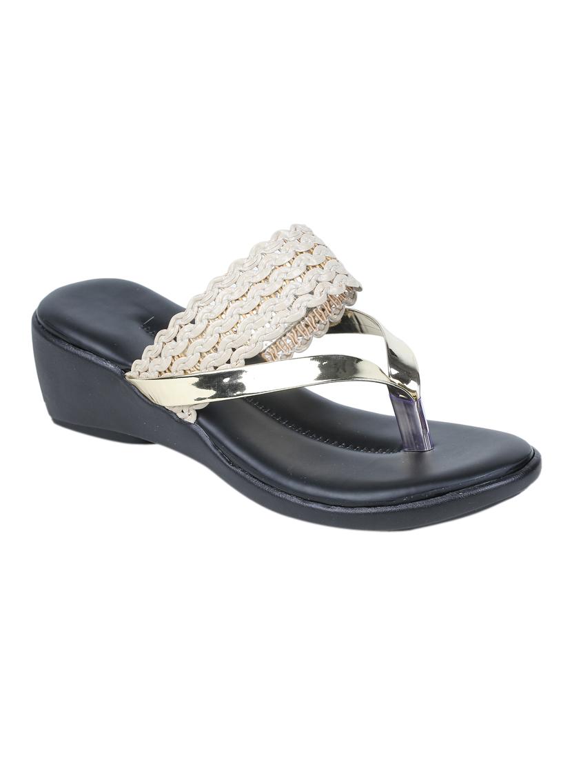 beige leatherette flat forms sandals - 17024669 - Zoom Image - 1