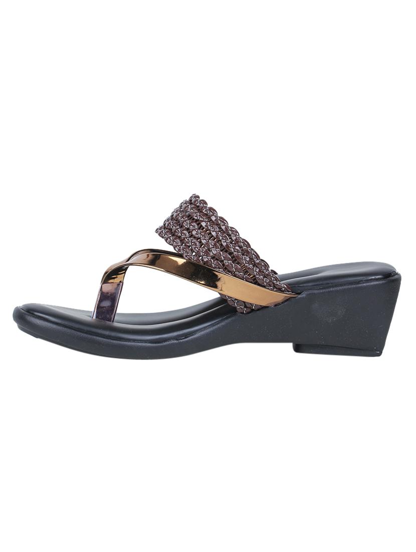 brown leatherette flat forms sandals - 17024671 - Zoom Image - 2