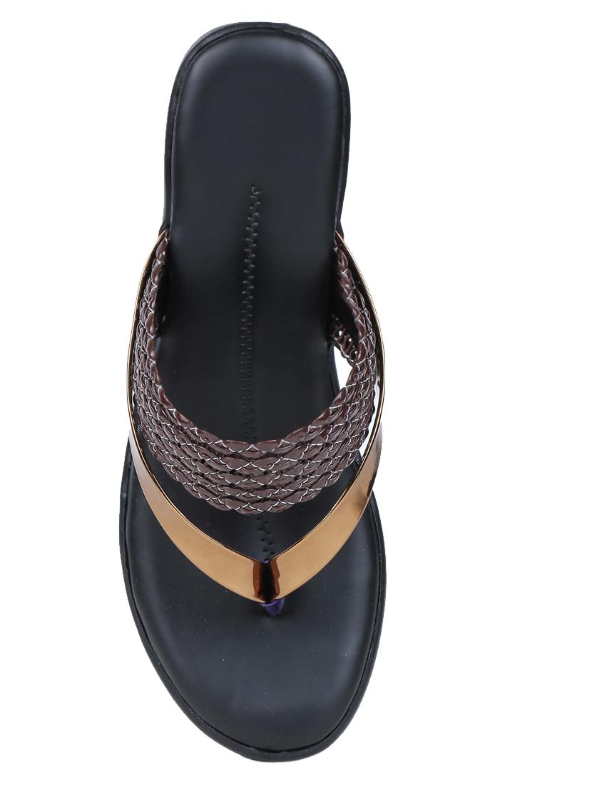 brown leatherette flat forms sandals - 17024671 - Zoom Image - 4