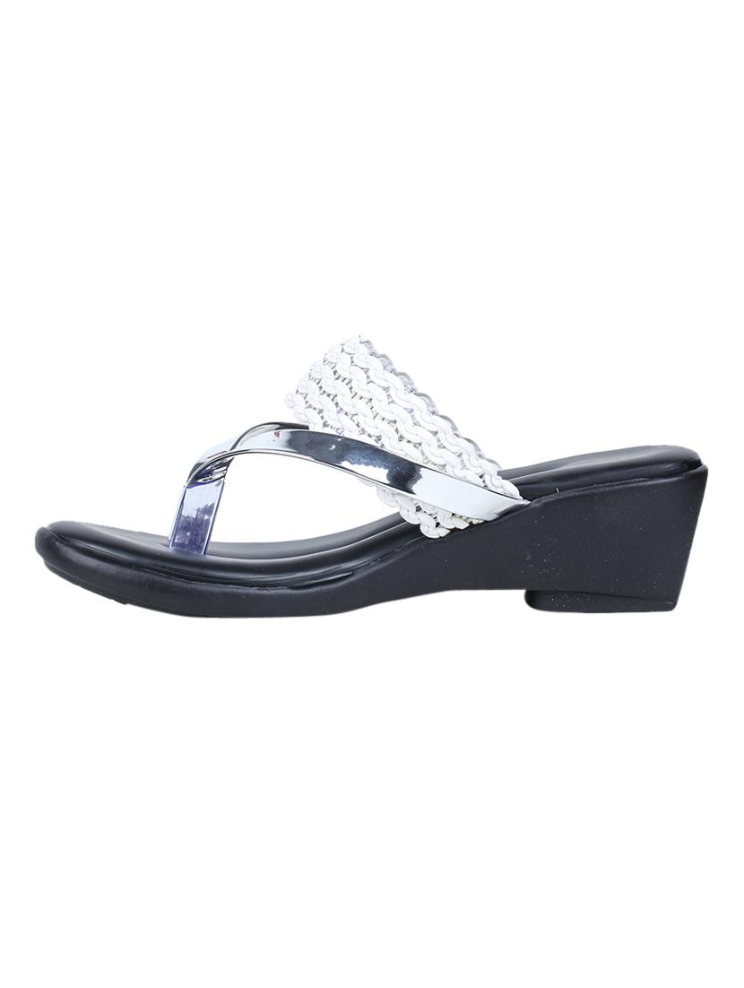 white leatherette flat forms sandals - 17024672 - Zoom Image - 2
