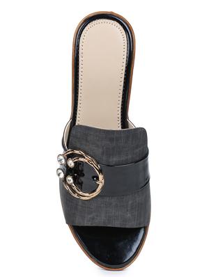 black slip on sandals - 17024799 - Standard Image - 4