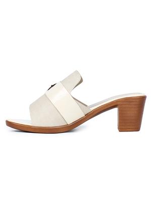 white slip on sandals - 17024801 - Standard Image - 2