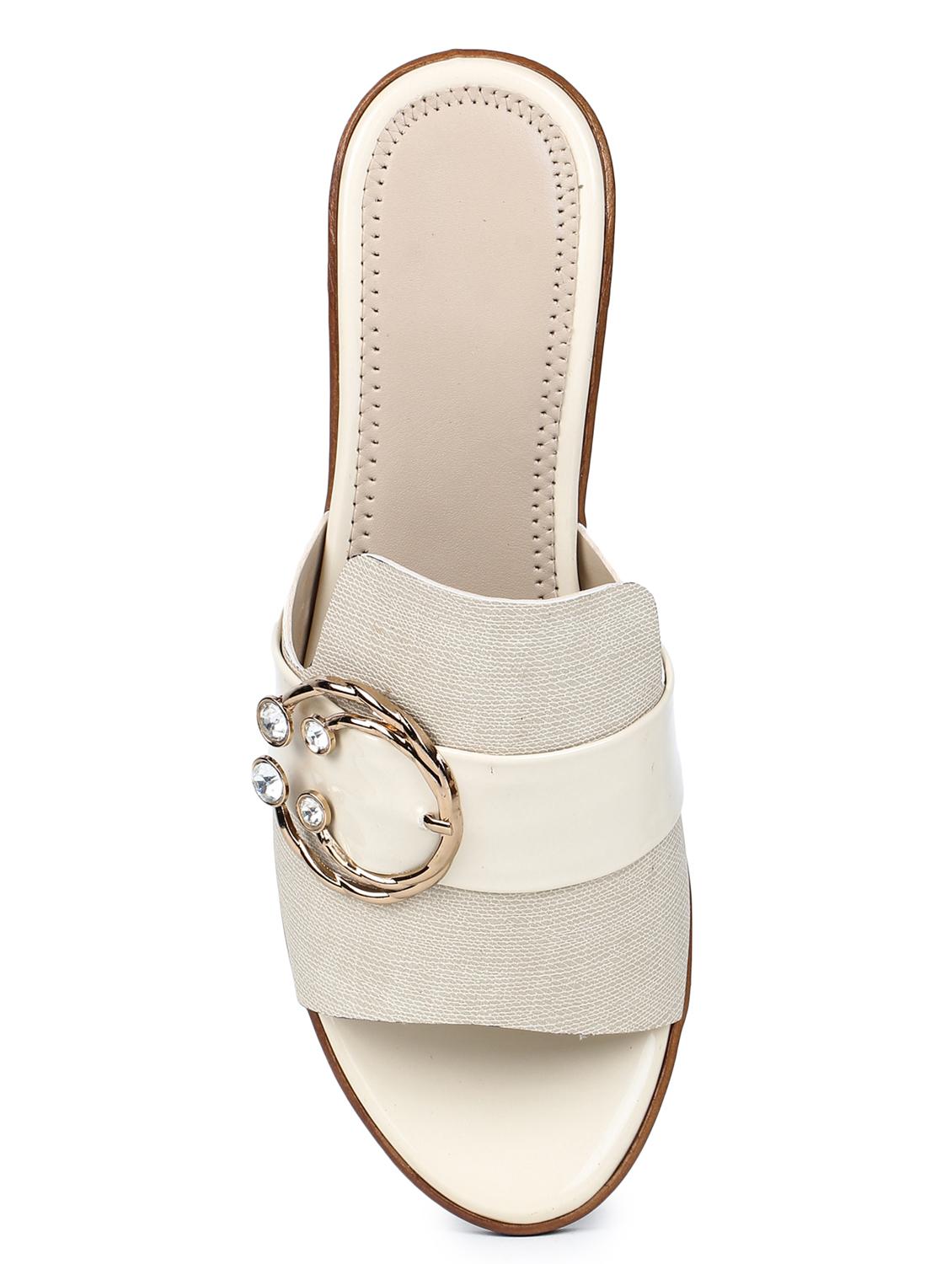 white slip on sandals - 17024801 - Zoom Image - 4