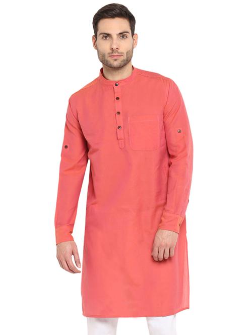 orange solid long kurta - 17025733 - Standard Image - 1