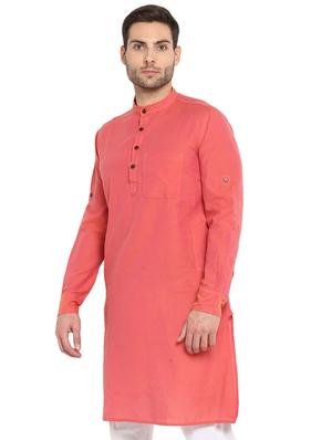 orange solid long kurta - 17025733 - Standard Image - 2