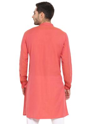 orange solid long kurta - 17025733 - Standard Image - 3