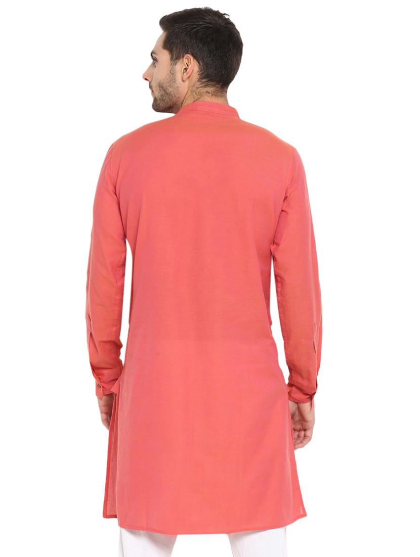 orange solid long kurta - 17025733 - Zoom Image - 3