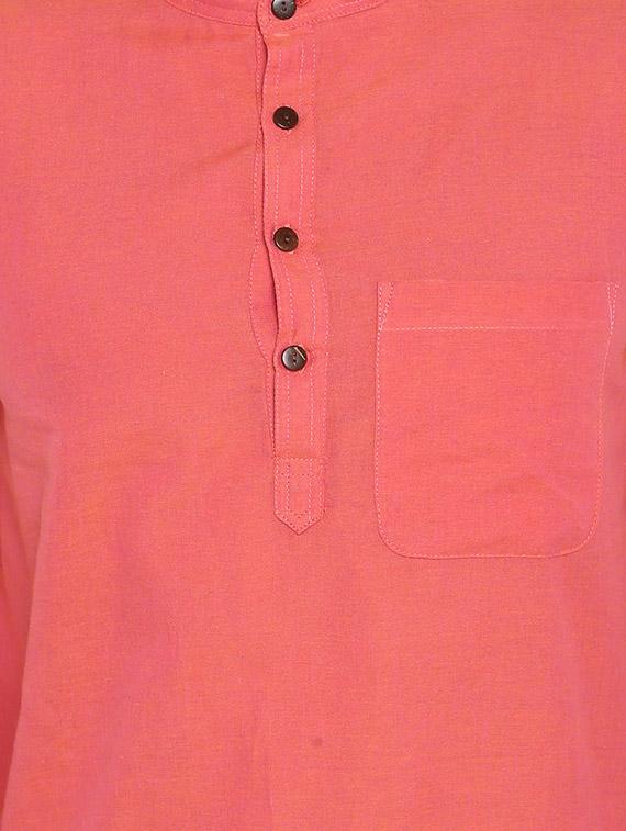 orange solid long kurta - 17025733 - Zoom Image - 4