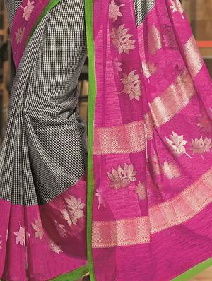 bordered bhagalpuri saree with blouse - 17025868 - Standard Image - 2