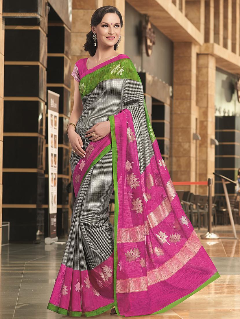 bordered bhagalpuri saree with blouse - 17025868 - Zoom Image - 1