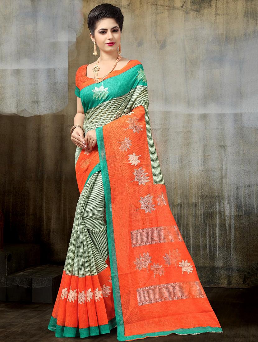 bordered bhagalpuri saree with blouse - 17025873 - Zoom Image - 1
