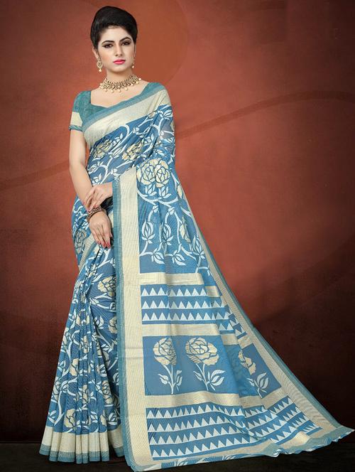 floral bhagalpuri saree with blouse - 17025882 - Very Small Image - 1