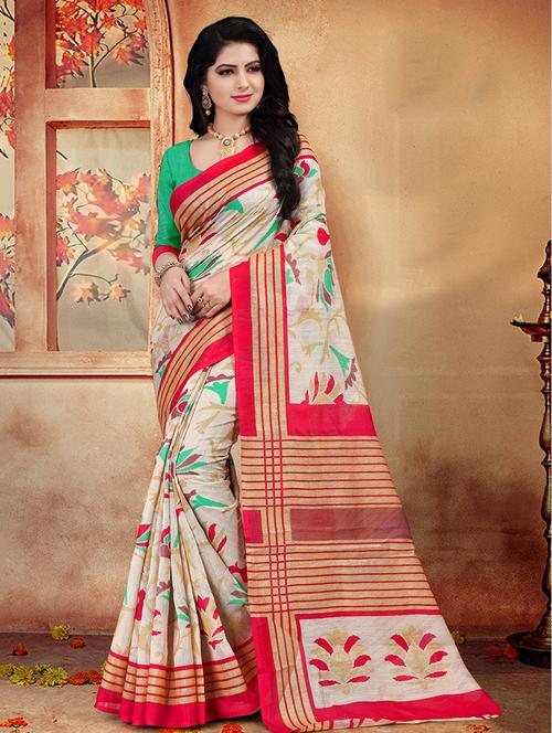 floral bhagalpuri saree with blouse - 17025907 - Very Small Image - 1