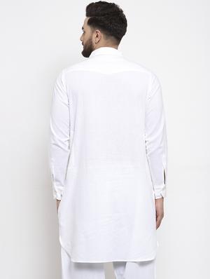 white solid pathani kurta - 17026085 - Standard Image - 3