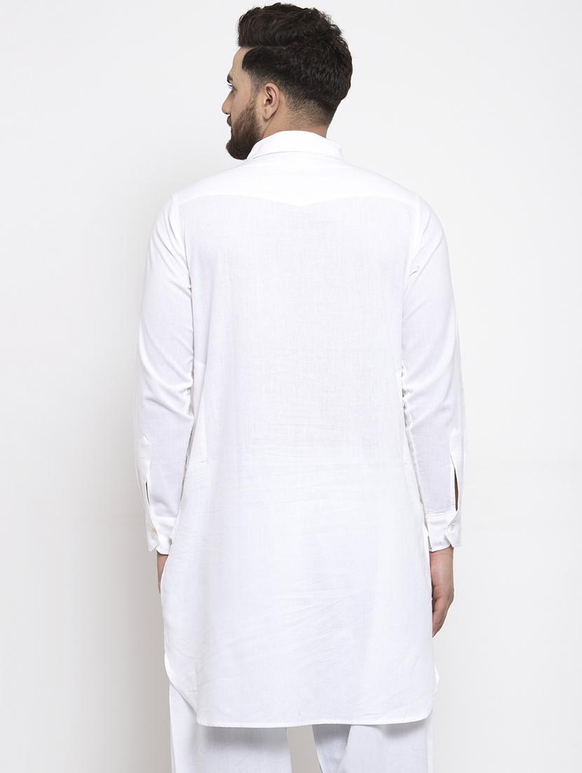 white solid pathani kurta - 17026085 - Zoom Image - 3