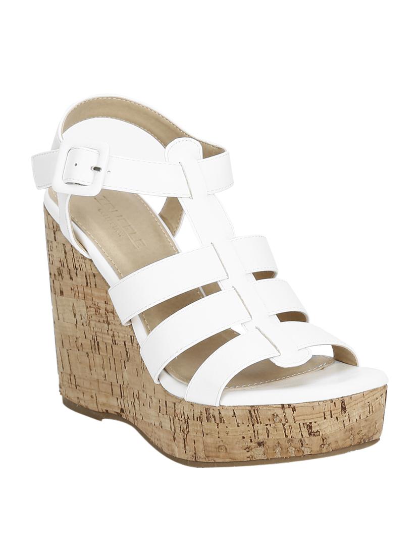 white pu strapped wedges - 17026587 - Zoom Image - 1