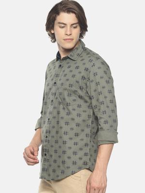 green printed casual shirt - 17027025 - Standard Image - 2