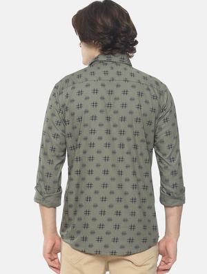 green printed casual shirt - 17027025 - Standard Image - 3