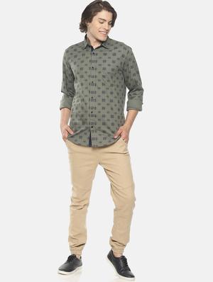 green printed casual shirt - 17027025 - Standard Image - 4