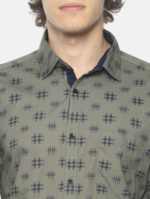 green printed casual shirt - 17027025 - Standard Image - 5