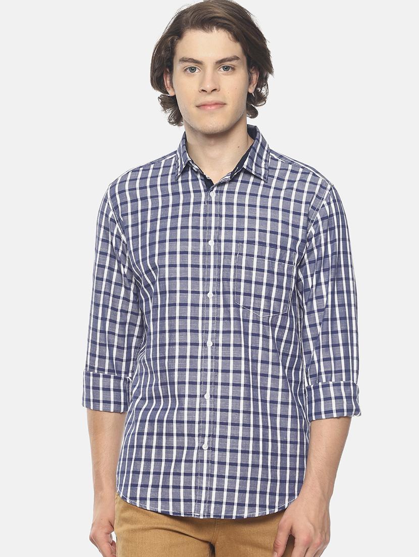 blue checkered casual shirt - 17027026 - Zoom Image - 1
