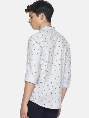 light blue printed casual shirt - 17027027 - Standard Image - 3