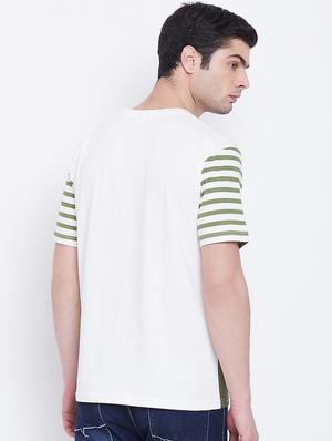 olive green color block tshirt - 17027081 - Standard Image - 3