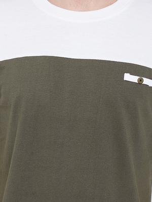 olive green color block tshirt - 17027081 - Standard Image - 5