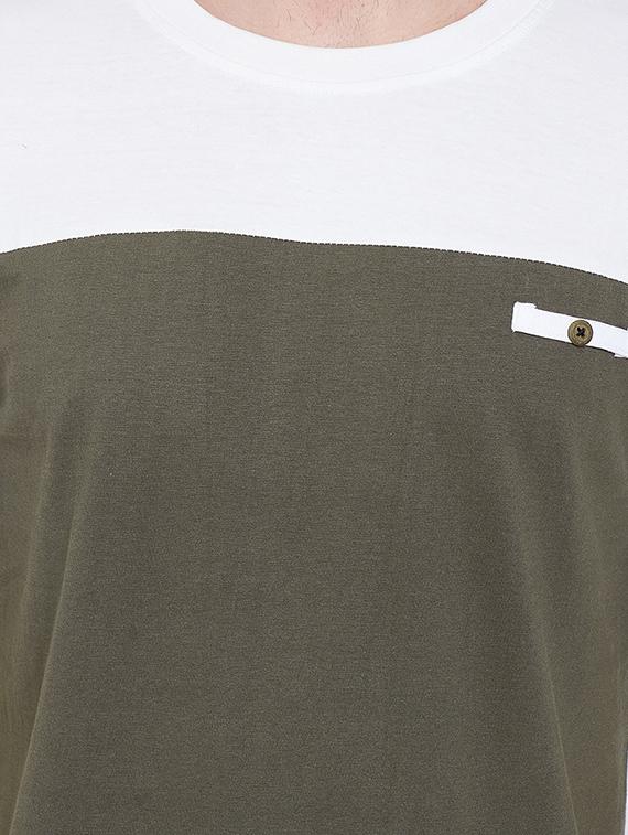 olive green color block tshirt - 17027081 - Zoom Image - 5