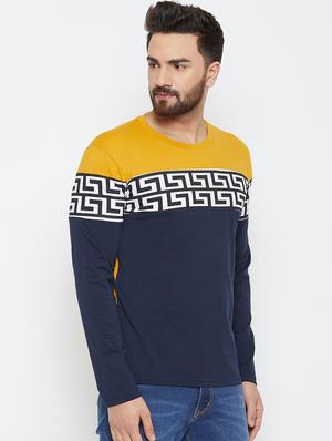 navy blue color block tshirt - 17027091 - Standard Image - 2