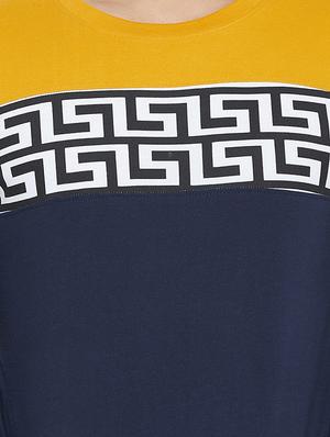 navy blue color block tshirt - 17027091 - Standard Image - 5