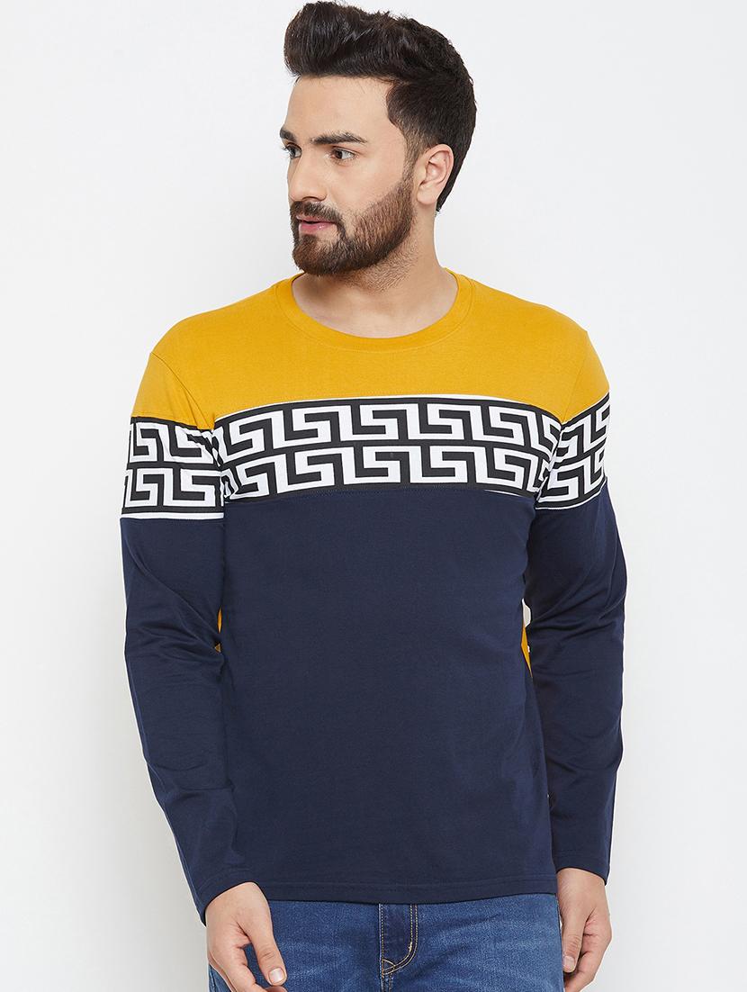 navy blue color block tshirt - 17027091 - Zoom Image - 1