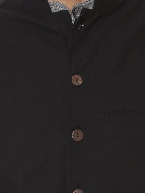 black solid nehru jacket - 17027222 - Standard Image - 4
