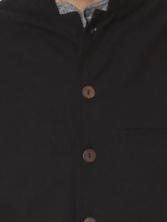 black solid nehru jacket - 17027222 - Zoom Image - 4
