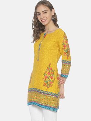 printed straight kurti - 17027275 - Standard Image - 2