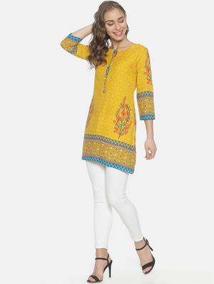 printed straight kurti - 17027275 - Standard Image - 4