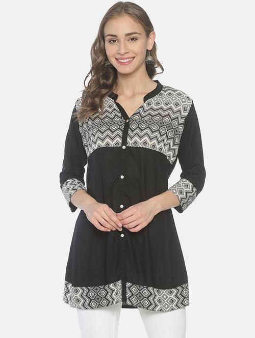printed a-line kurti - 17027276 - Standard Image - 1